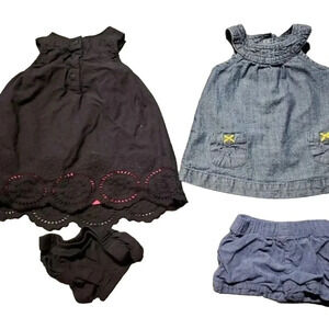 3month Baby girl dresses. One Black one Blue.